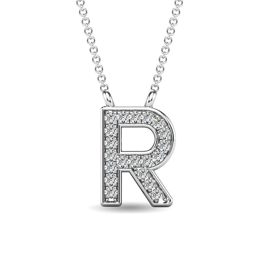 Diamond 1/20 Ct.Tw. Letter R Pendant in 10K White Gold