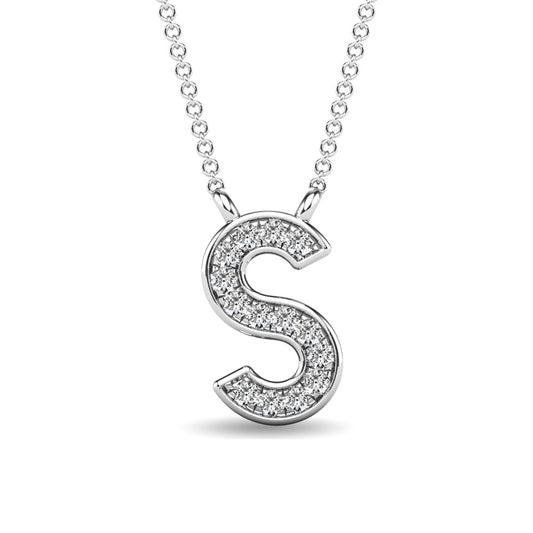 Diamond 1/20 Ct.Tw. Letter S Pendant in 10K White Gold