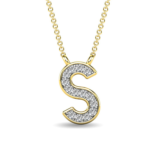 Diamond 1/20 Ct.Tw. Letter S Pendant in 10K Yellow Gold