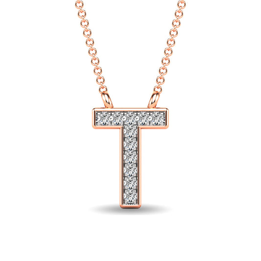 Diamond 1/20 Ct.Tw. Letter T Pendant in 10K Rose Gold