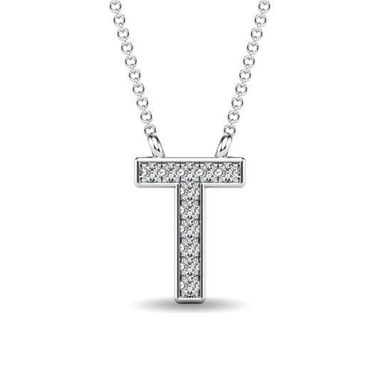 Diamond 1/20 Ct.Tw. Letter T Pendant in 10K White Gold