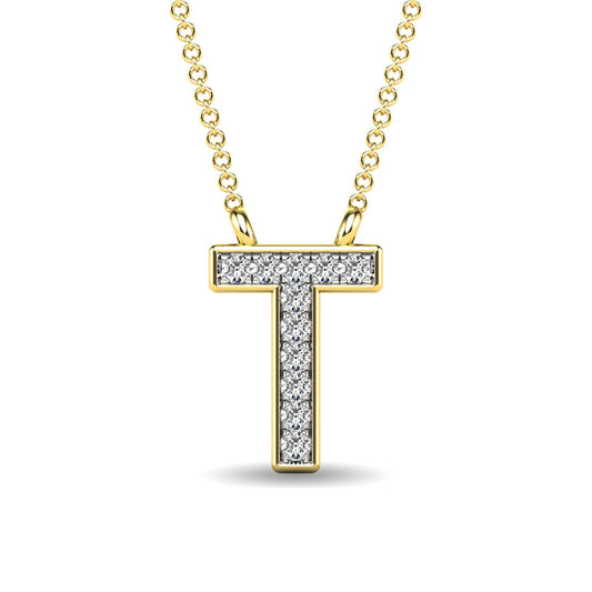 Diamond 1/20 Ct.Tw. Letter T Pendant in 10K Yellow Gold