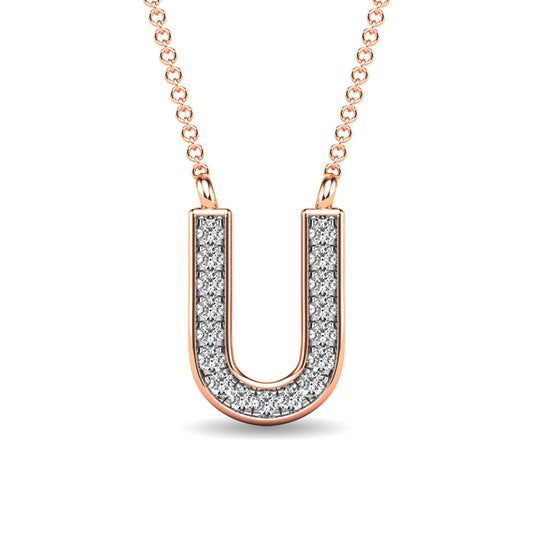 Diamond 1/20 Ct.Tw. Letter U Pendant in 10K Rose Gold