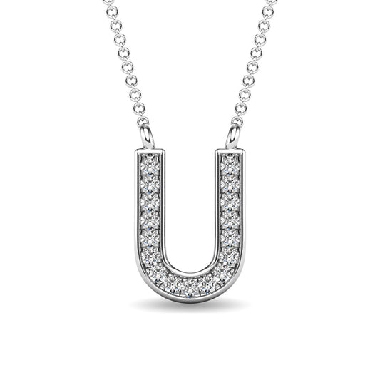 Diamond 1/20 Ct.Tw. Letter U Pendant in 10K White Gold