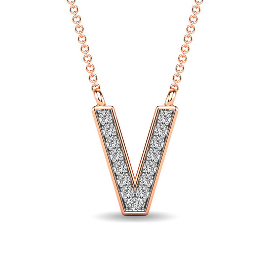 Diamond 1/20 Ct.Tw. Letter V Pendant in 10K Rose Gold