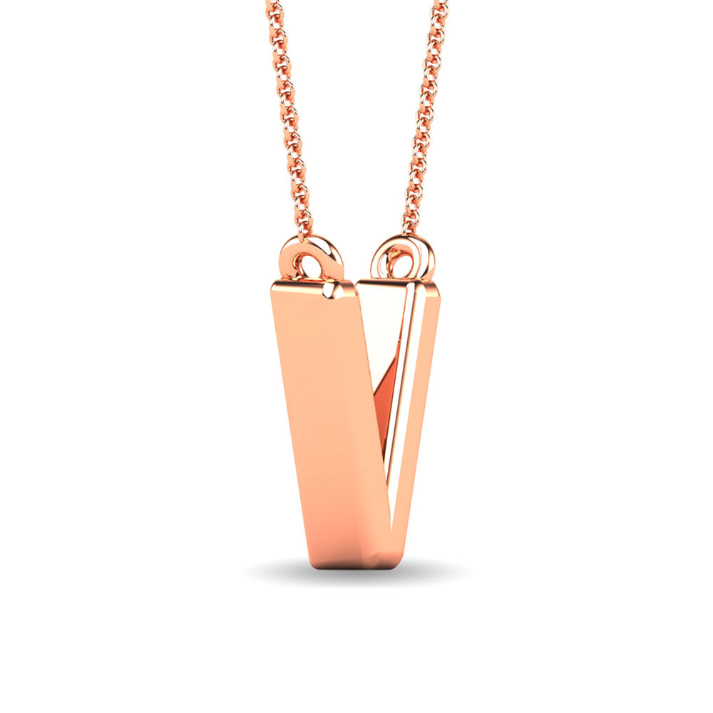 Diamond 1/20 Ct.Tw. Letter V Pendant in 10K Rose Gold