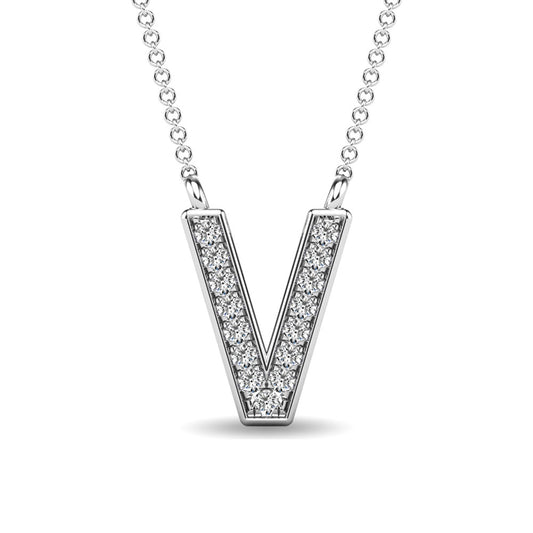 Diamond 1/20 Ct.Tw. Letter V Pendant in 10K White Gold