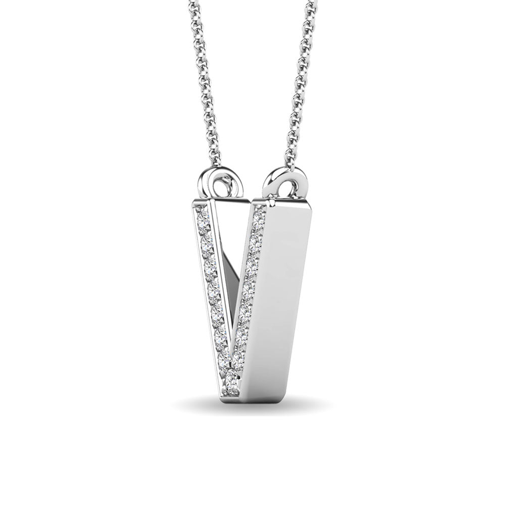 Diamond 1/20 Ct.Tw. Letter V Pendant in 10K White Gold