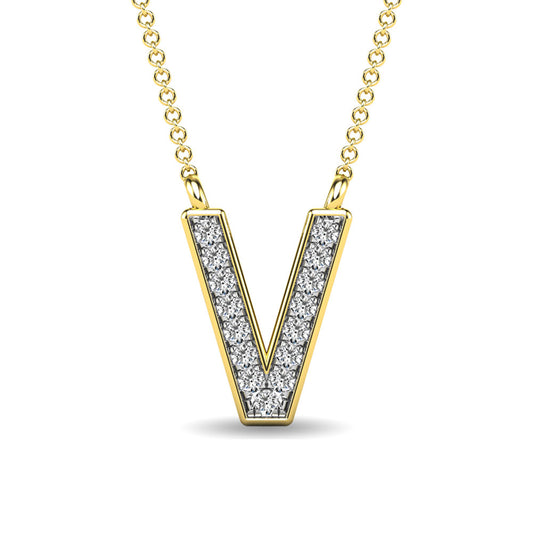 Diamond 1/20 Ct.Tw. Letter V Pendant in 10K Yellow Gold