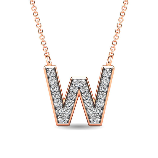 Diamond 1/20 Ct.Tw. Letter W Pendant in 10K Rose Gold