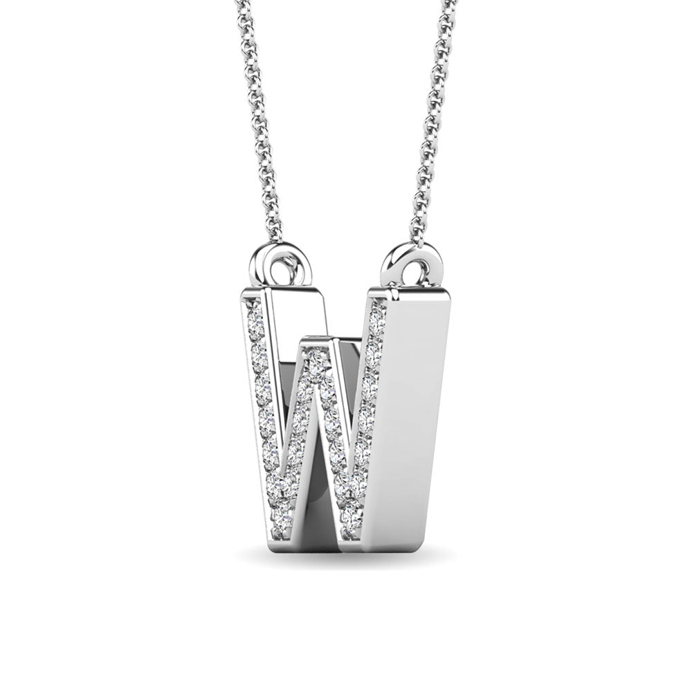 Diamond 1/20 Ct.Tw. Letter W Pendant in 10K White Gold