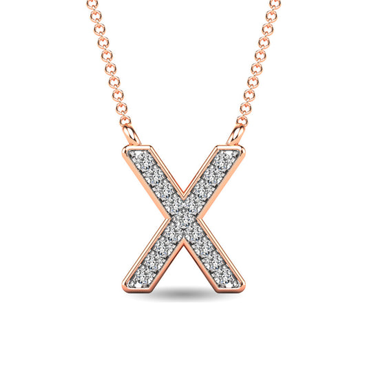 Diamond 1/20 Ct.Tw. Letter X Pendant in 10K Rose Gold