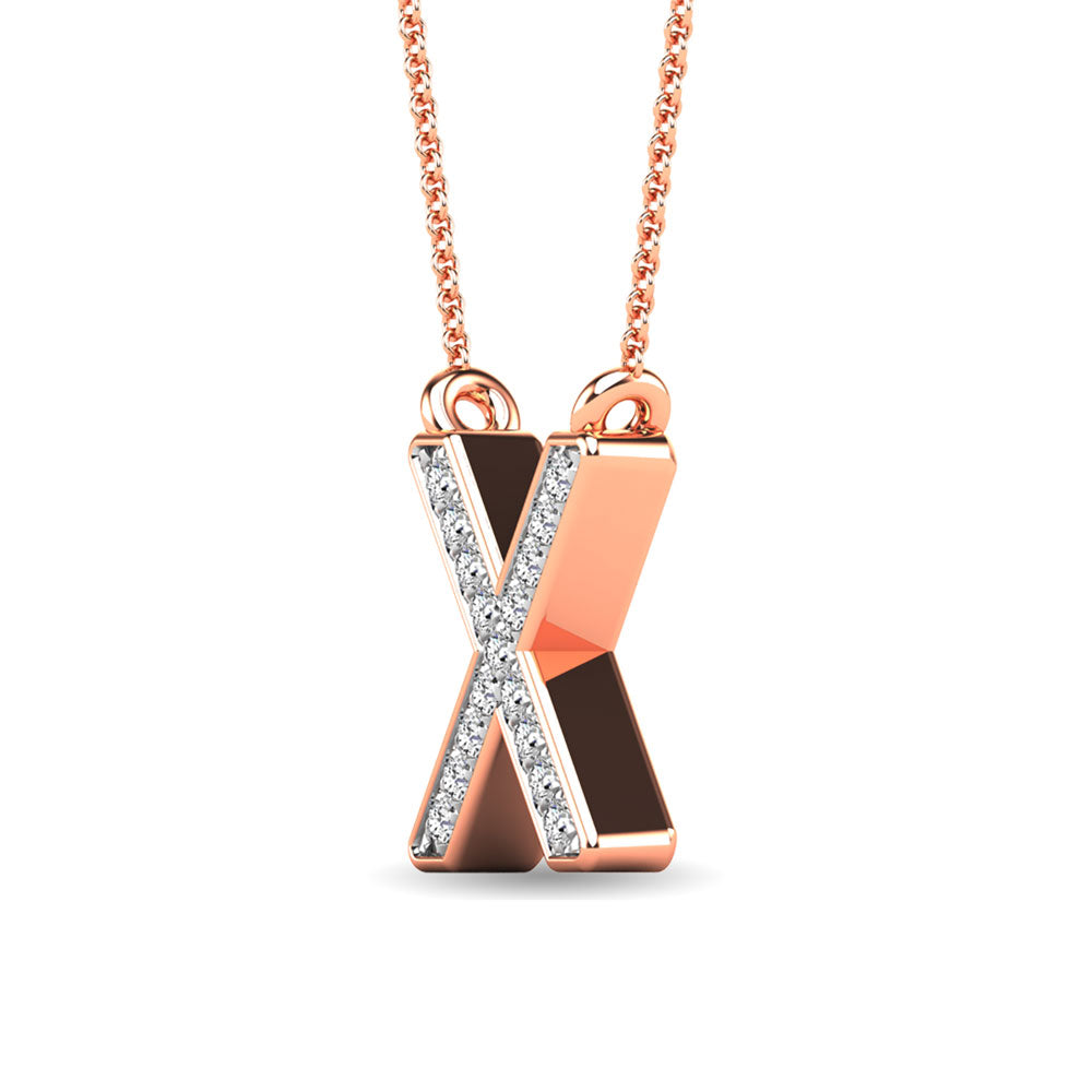 Diamond 1/20 Ct.Tw. Letter X Pendant in 10K Rose Gold