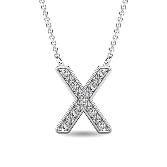 Diamond 1/20 Ct.Tw. Letter X Pendant in 10K White Gold