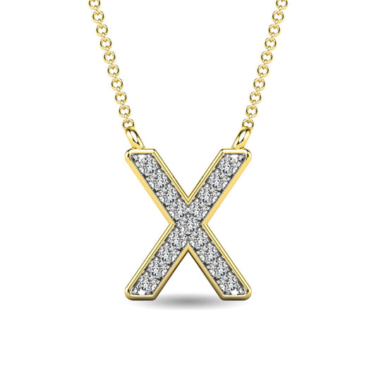 Diamond 1/20 Ct.Tw. Letter X Pendant in 10K Yellow Gold