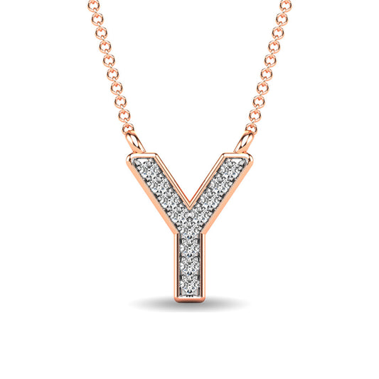 Diamond 1/20 Ct.Tw. Letter Y Pendant in 10K Rose Gold