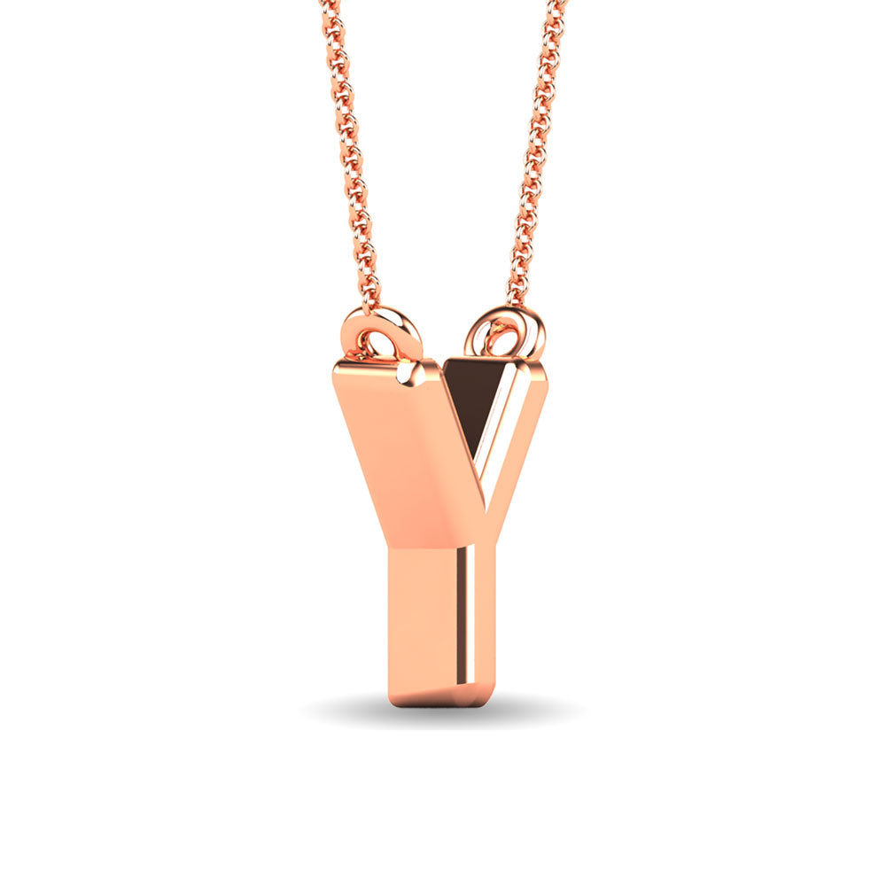 Diamond 1/20 Ct.Tw. Letter Y Pendant in 10K Rose Gold