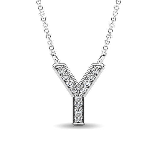 Diamond 1/20 Ct.Tw. Letter Y Pendant in 10K White Gold