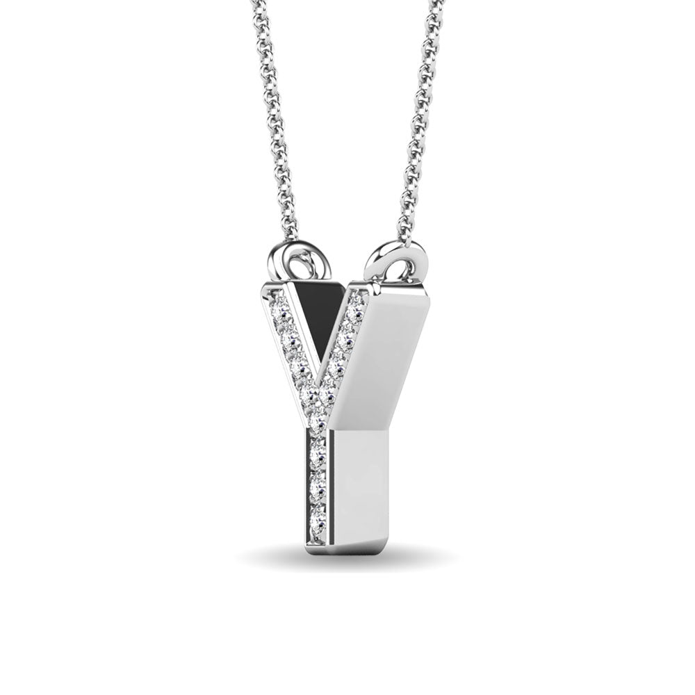 Diamond 1/20 Ct.Tw. Letter Y Pendant in 10K White Gold