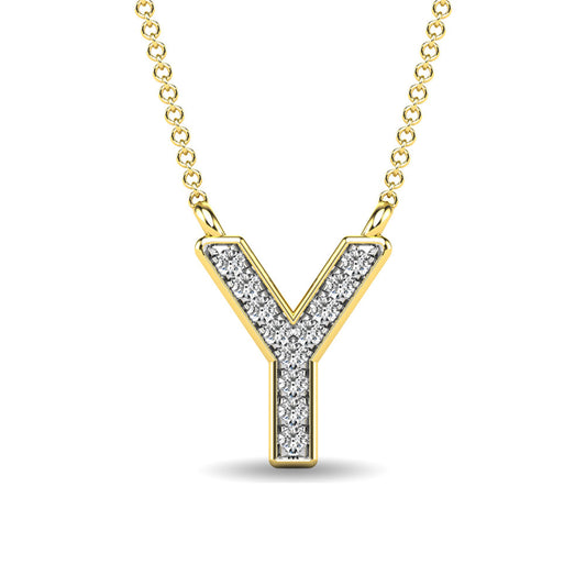 Diamond 1/20 Ct.Tw. Letter Y Pendant in 10K Yellow Gold