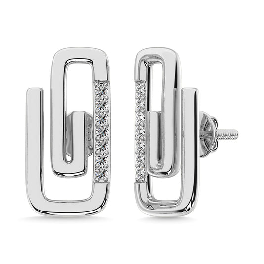 Diamond 1/10 Ct.Tw. Paper Clip Earrings in 925 Silver