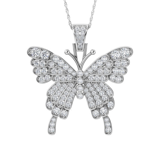 Diamond  1 7/8 Ct.Tw. Butterfly Pendant in 10K White Gold