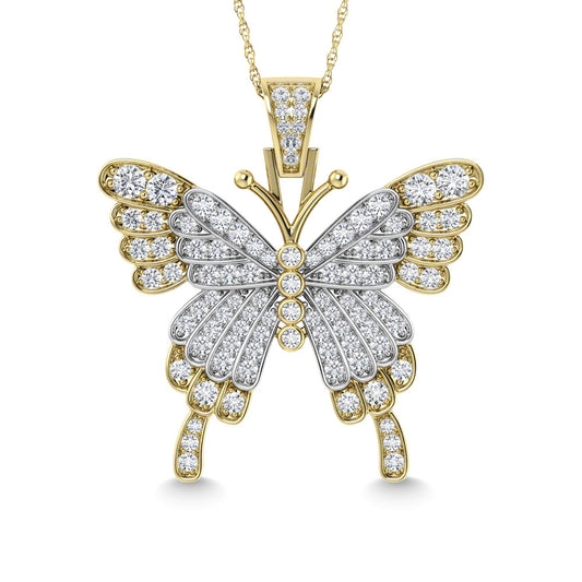 Diamond 1 3/8 Ct.Tw. Butterfly Pendant in 10K Two Tone