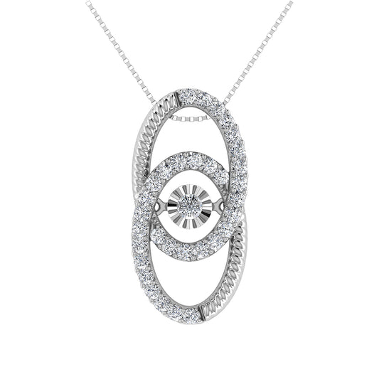 10K White Gold 1/4 Ct Ct.Tw. Diamond Interlinked Oval Shape Pendant