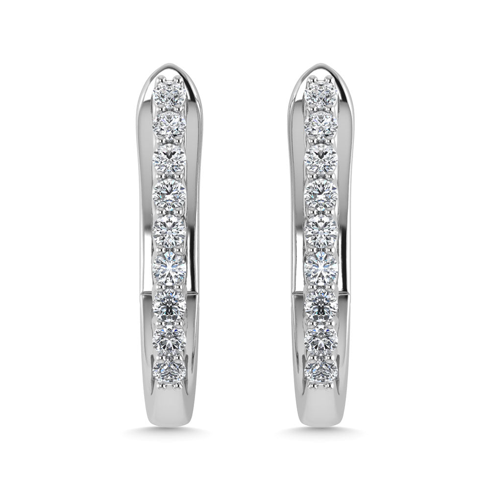 Diamond 1 Ct.Tw. Hoop Earrings in 14K White Gold