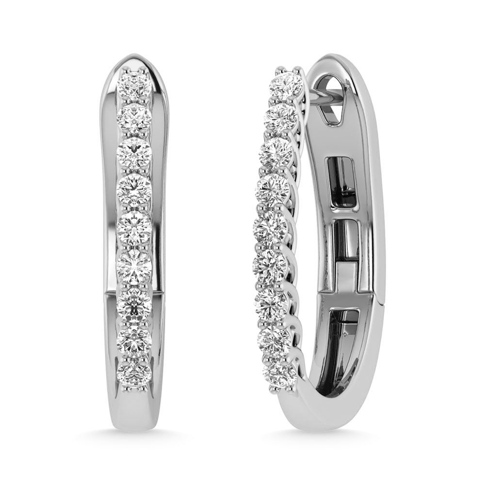 Diamond 1 Ct.Tw. Hoop Earrings in 14K White Gold