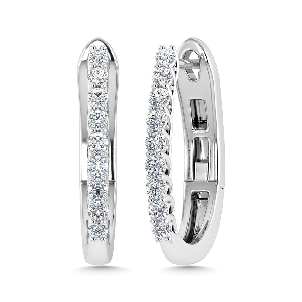 Diamond 1 Ct.Tw. Hoop Earrings in 14K White Gold