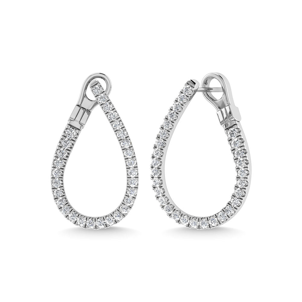 Diamond 1 Ct.Tw. Hoop Earrings in 14K White Gold