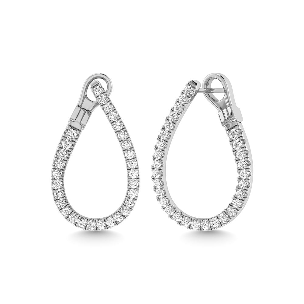 Diamond 1 Ct.Tw. Hoop Earrings in 14K White Gold