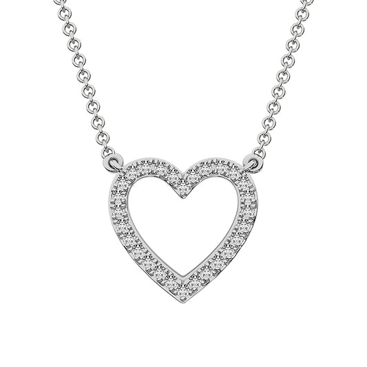 10K White Gold 1/4 Ct.Tw. Diamond Heart Necklace