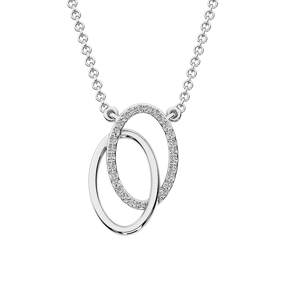 10K White Gold 1/10 Ct.Tw. Diamond Duel Oval Pendant