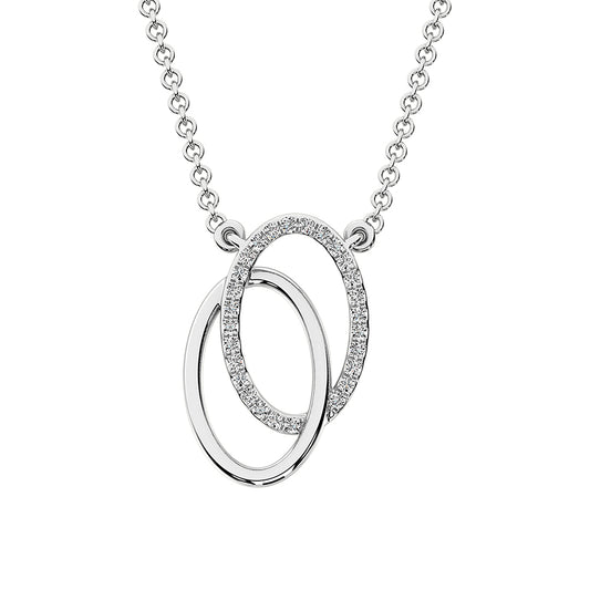 10K White Gold 1/10 Ct.Tw. Diamond Duel Oval Pendant