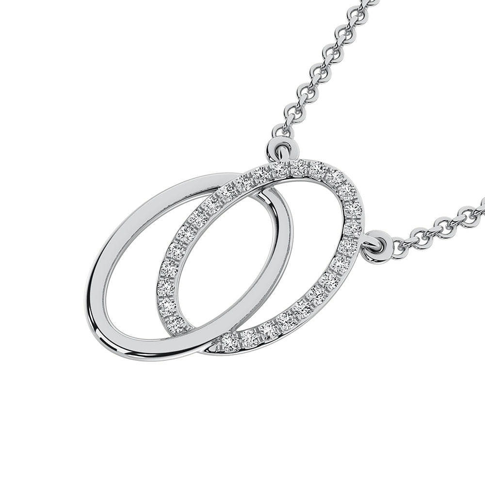 10K White Gold 1/10 Ct.Tw. Diamond Duel Oval Pendant