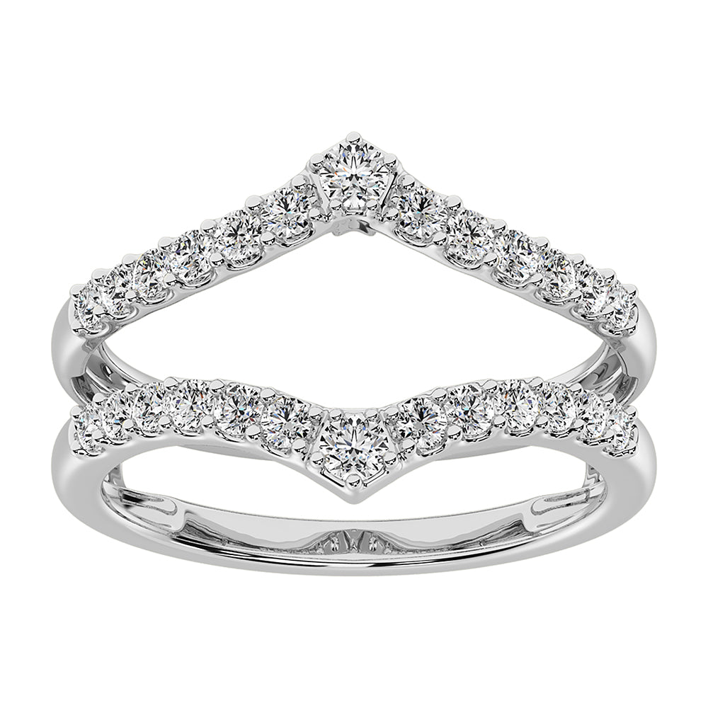 14K White Gold 1/2 Ct.Tw. Diamond Chevron Guard Ring