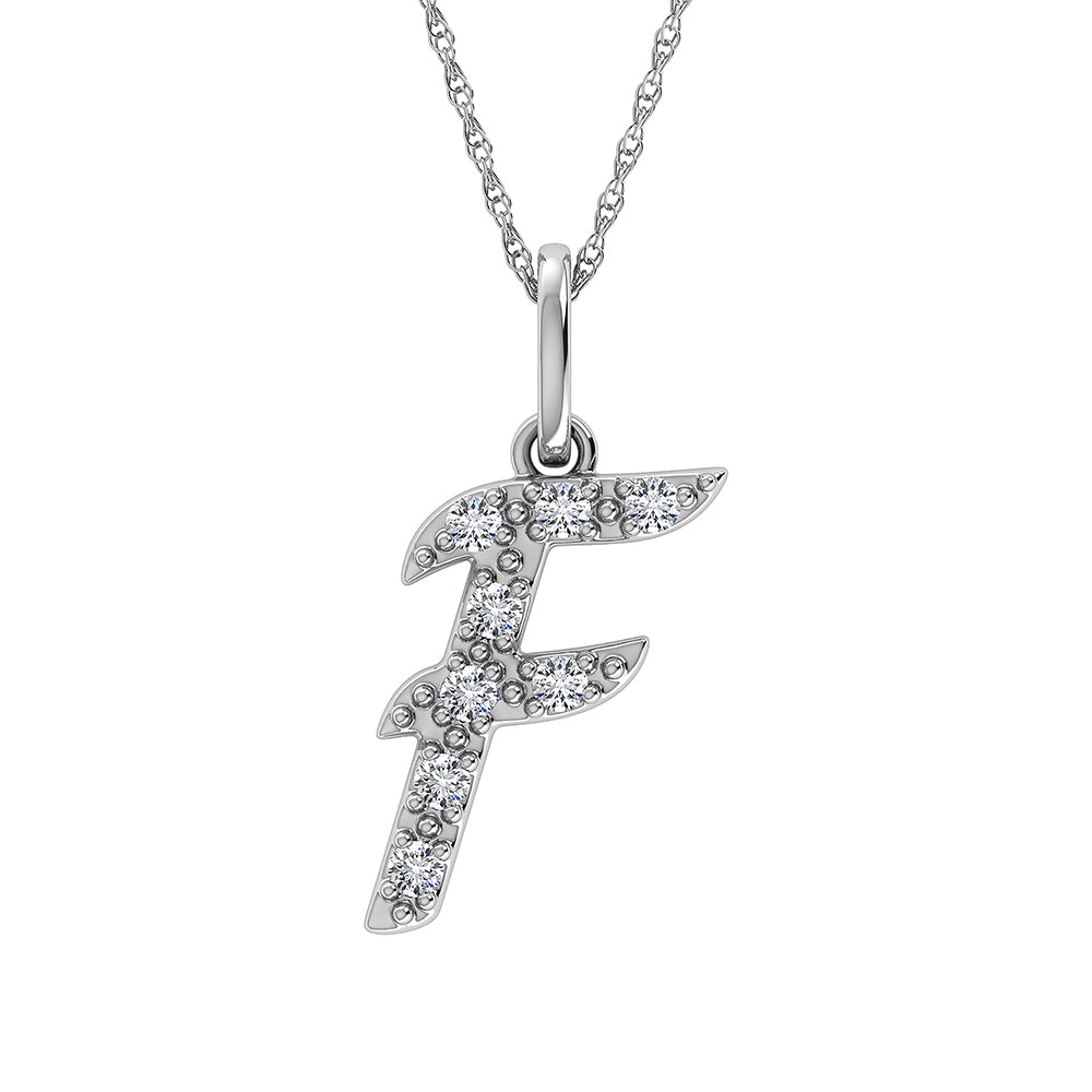 Diamond 1/8 Ct.Tw. Letter F Pendant in 10K White Gold