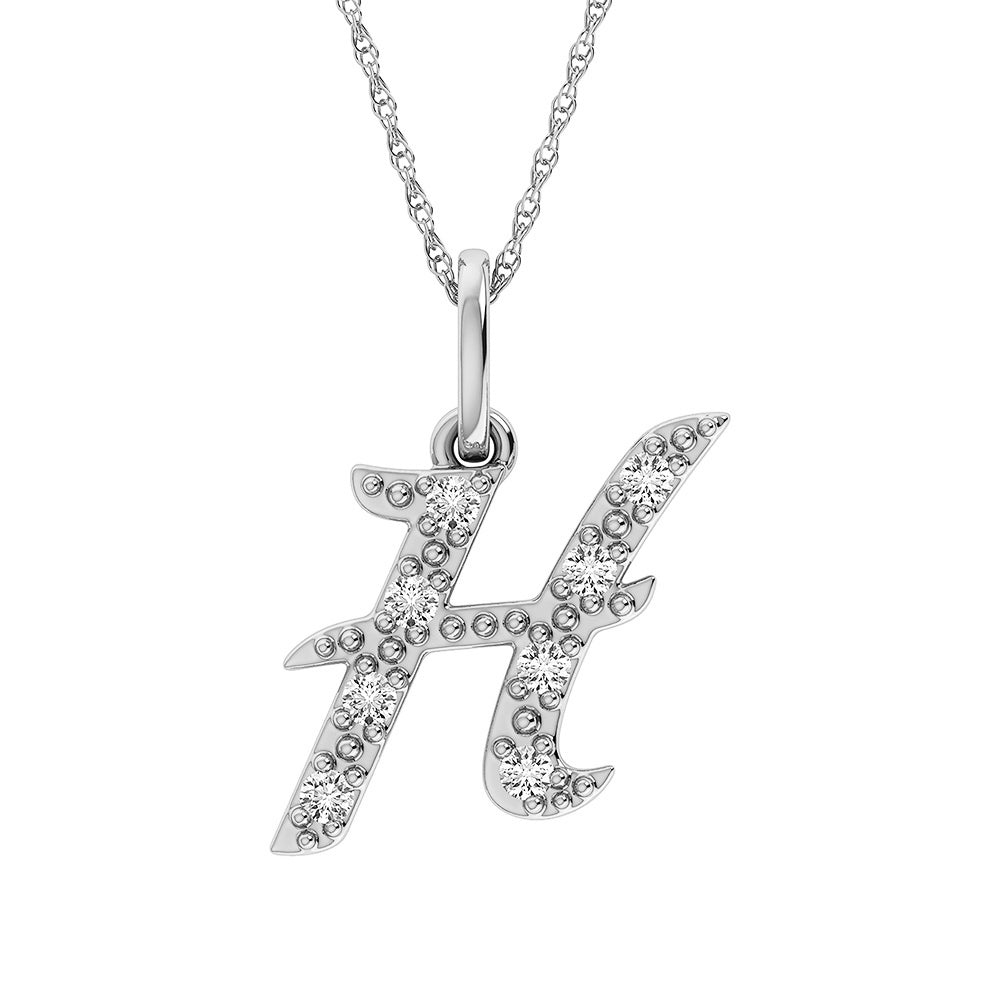 Diamond 1/8 Ct.Tw. Letter H Pendant in 10K White Gold