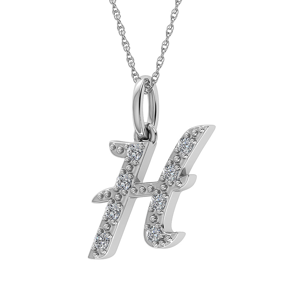 Diamond 1/8 Ct.Tw. Letter H Pendant in 10K White Gold