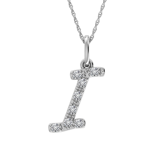 Diamond 1/8 Ct.Tw. Letter I Pendant in 10K White Gold