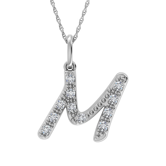 Diamond 1/8 Ct.Tw. Letter M Pendant in 10K White Gold