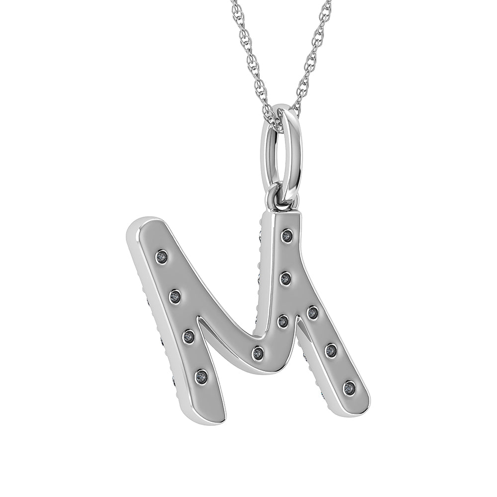 Diamond 1/8 Ct.Tw. Letter M Pendant in 10K White Gold