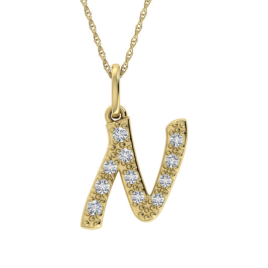 Diamond 1/8 Ct.Tw. Letter N Pendant in 10K Yellow Gold