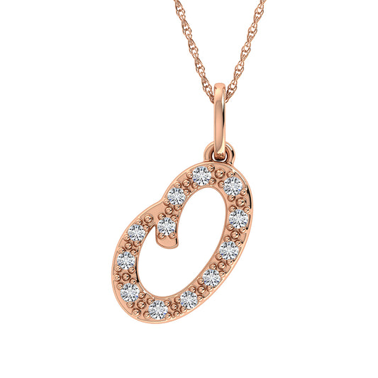 Diamond 1/8 Ct.Tw. Letter O Pendant in 10K Rose Gold