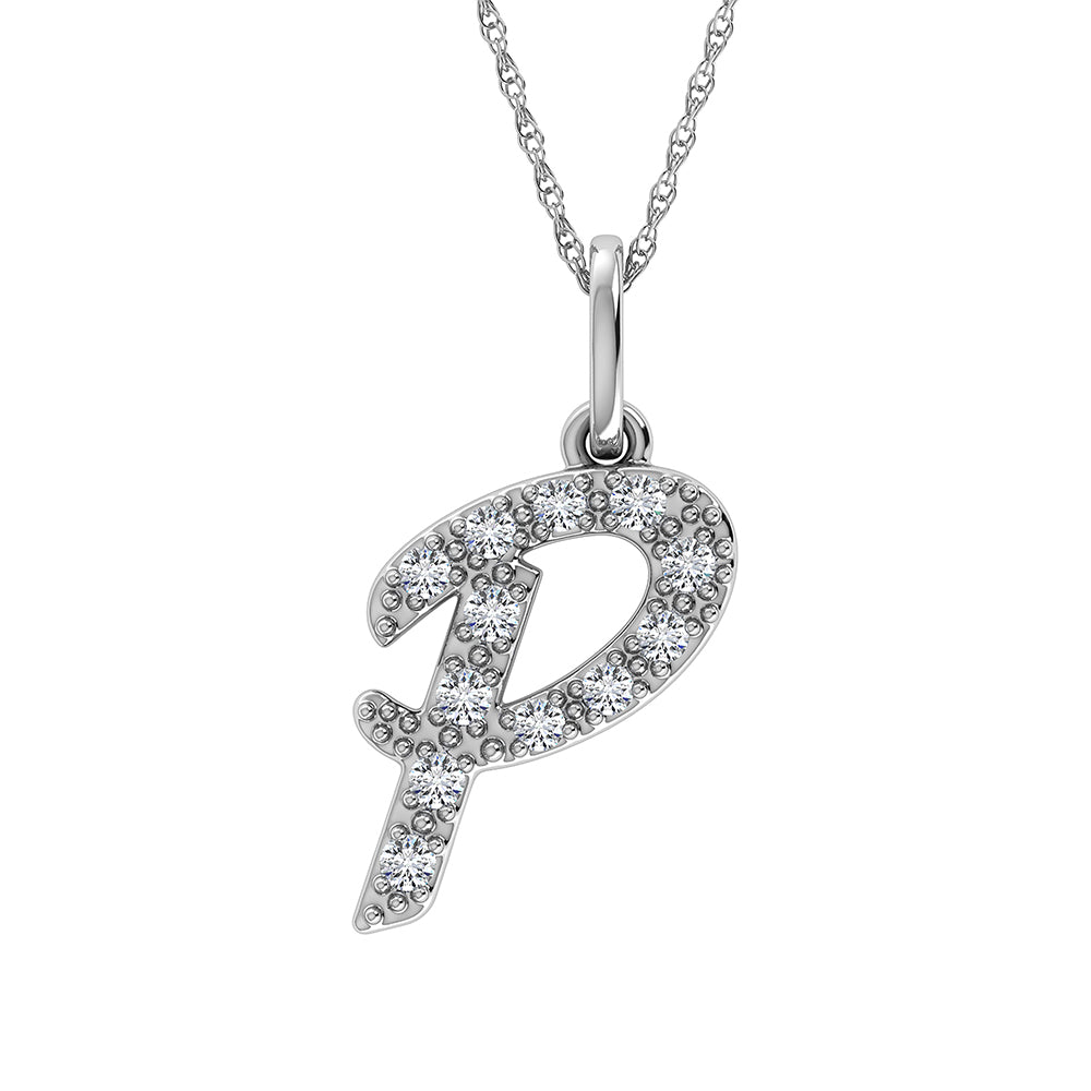 Diamond 1/8 Ct.Tw. Letter P Pendant in 10K White Gold