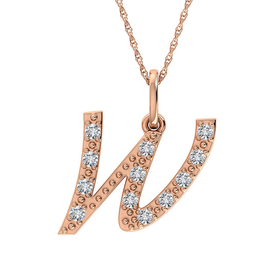 Diamond 1/8 Ct.Tw. Letter W Pendant in 10K Rose Gold