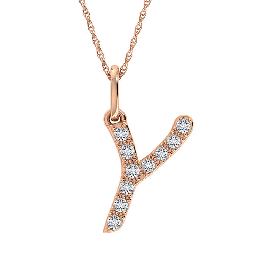 Diamond 1/8 Ct.Tw. Letter Y Pendant in 10K Rose Gold