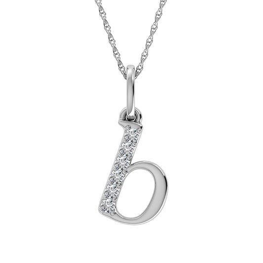 Diamond 1/20 Ct.Tw. Letter B Pendant in 10K White Gold